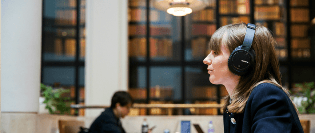 People accessing books through sound