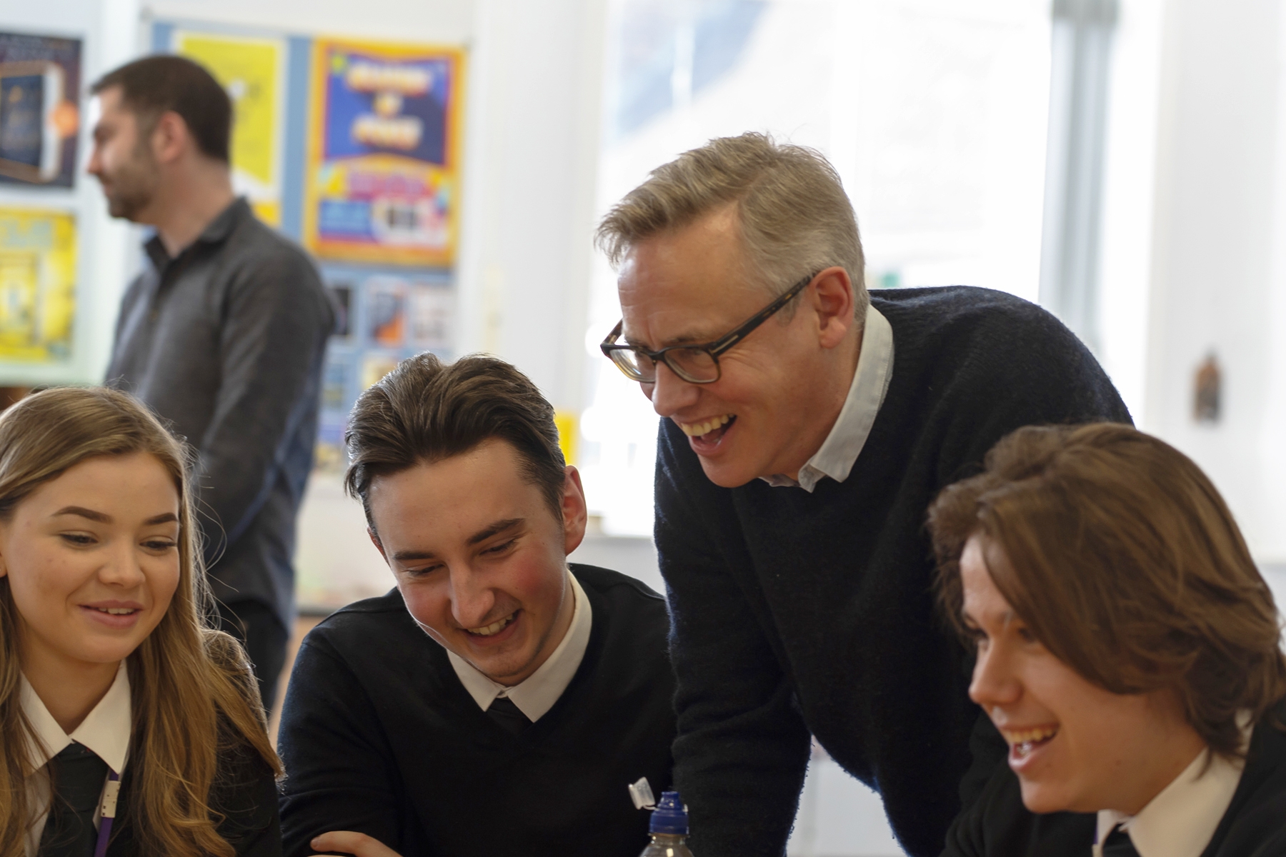 Tom Weldon, CEO of Penguin Random House, in a school