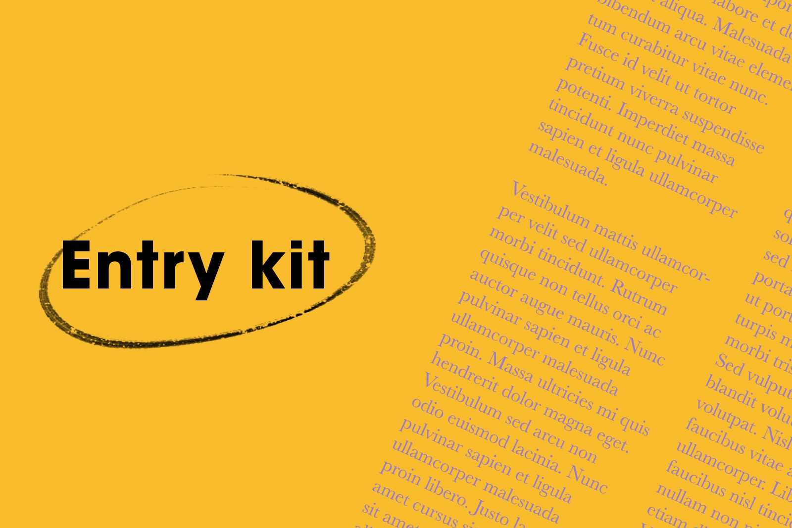 Entry Kit, the type is in black and written on a yellow background