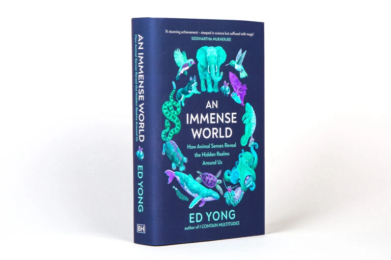 Book, An Immense World by Ed Yong, standing upright at a slight angle