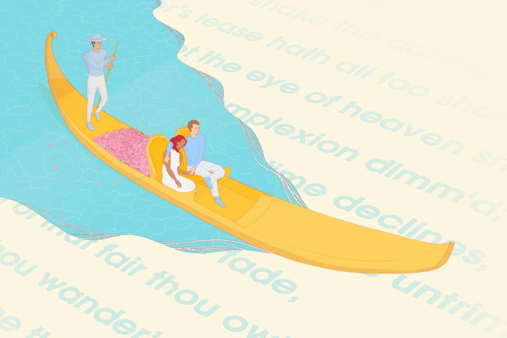 Best love poems and romantic poetry – a couple on a boat going through a poem