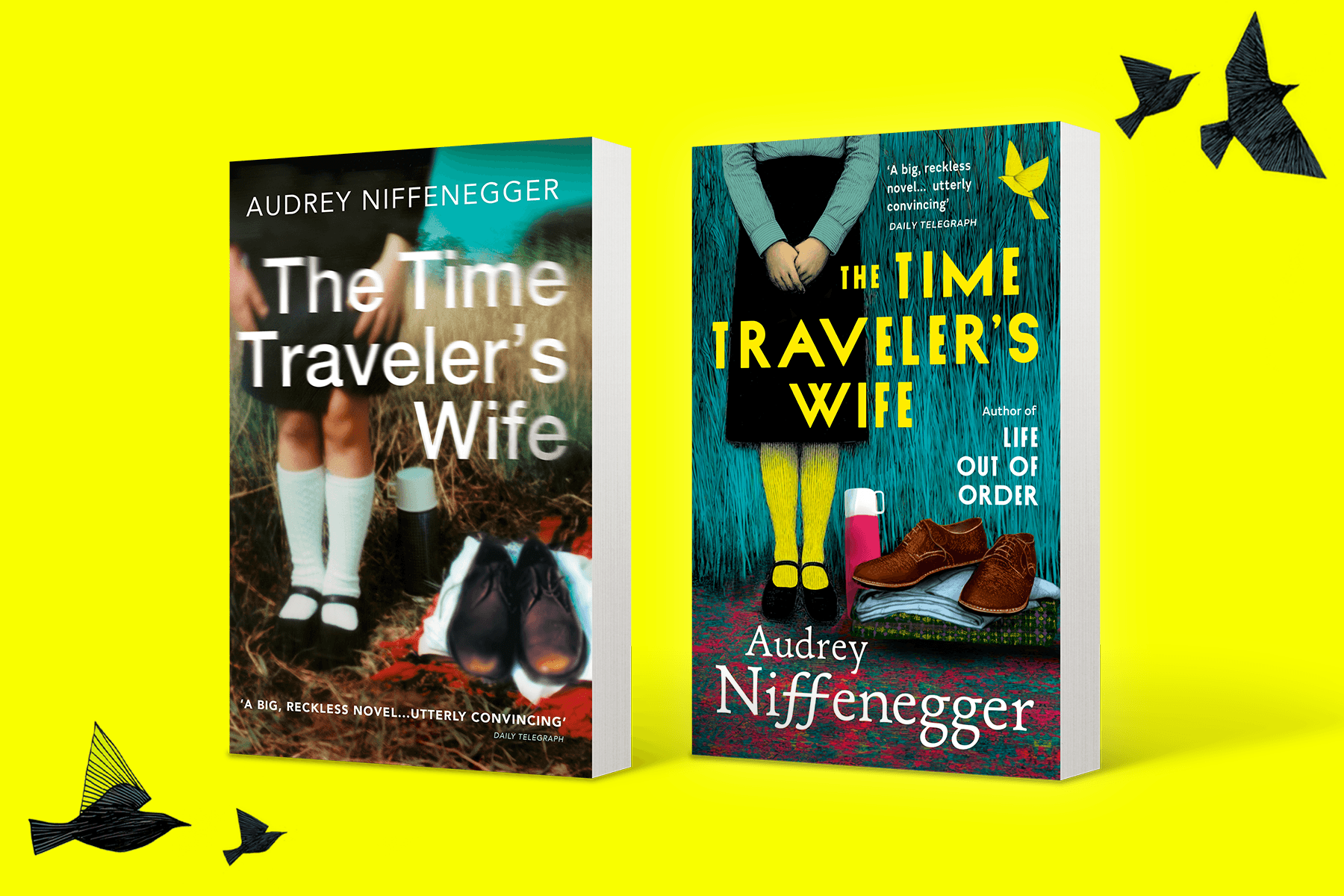 The original edition of The Time Traveler's Wife is shown next to the 2026 reissue