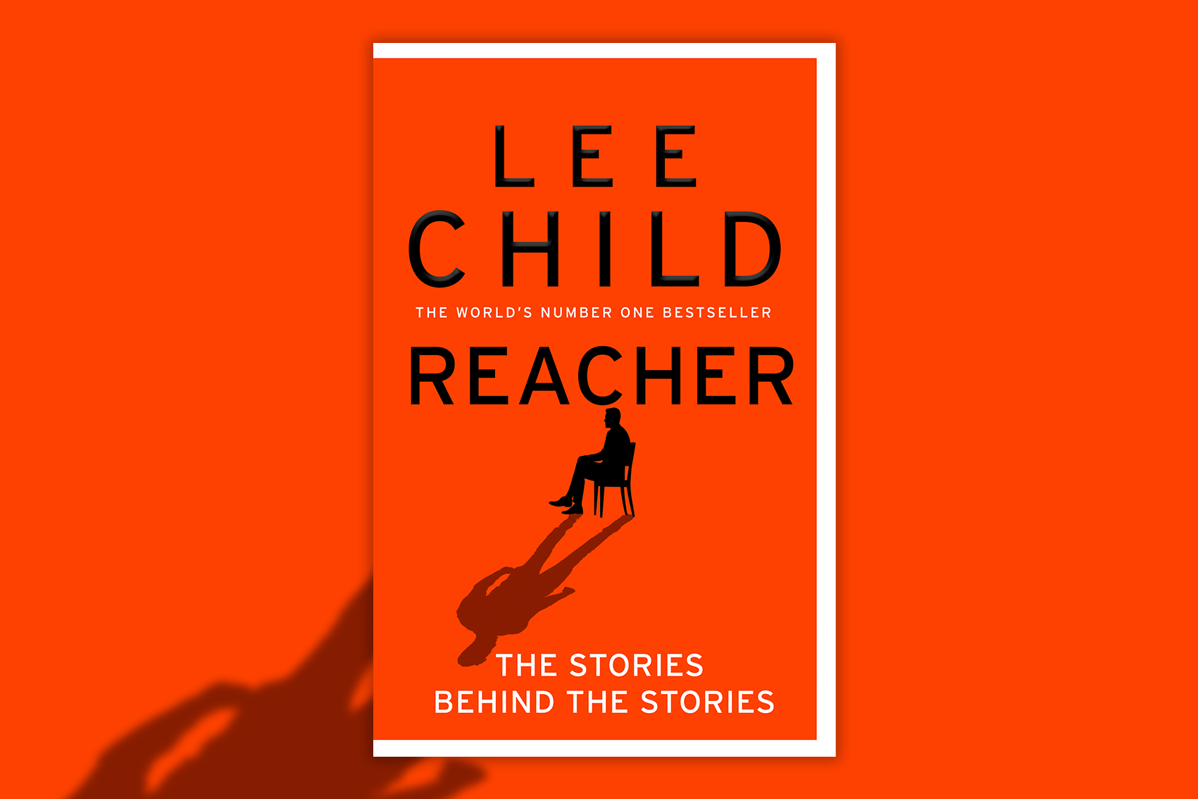 Book cover of Reacher: The Story Behind the Stories by Lee Child on a red background