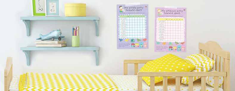 Download a potty training chart featuring Pirate Pete or Princess Polly