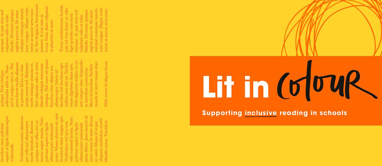 Lit in Colour logo on yellow and orange background