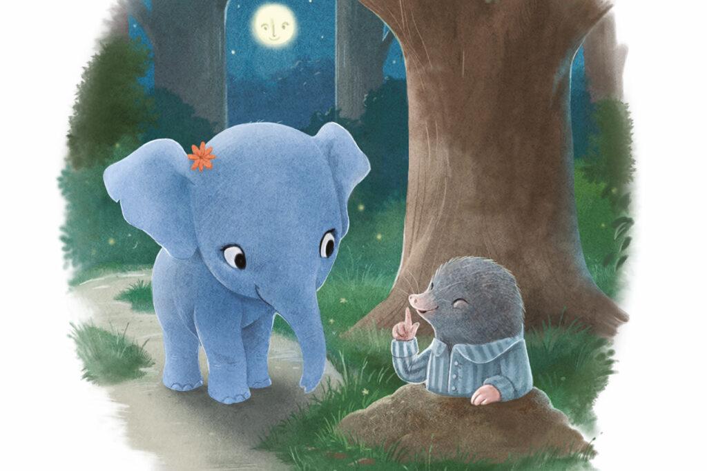 An illustration from The Little Elephant Who Wants To Go To Sleep