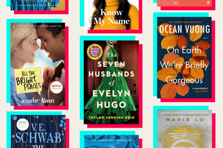 A flatlay of the most popular books on TikTok on a white background.