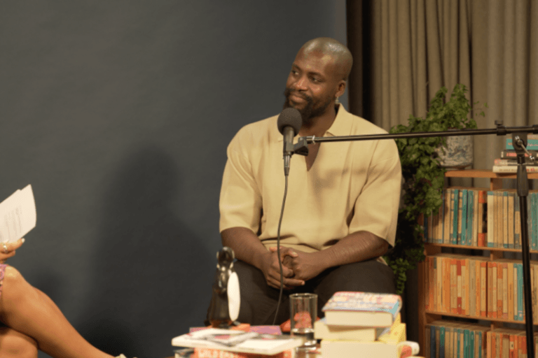 An image of author Derek Owusu in the Penguin Podcast studio