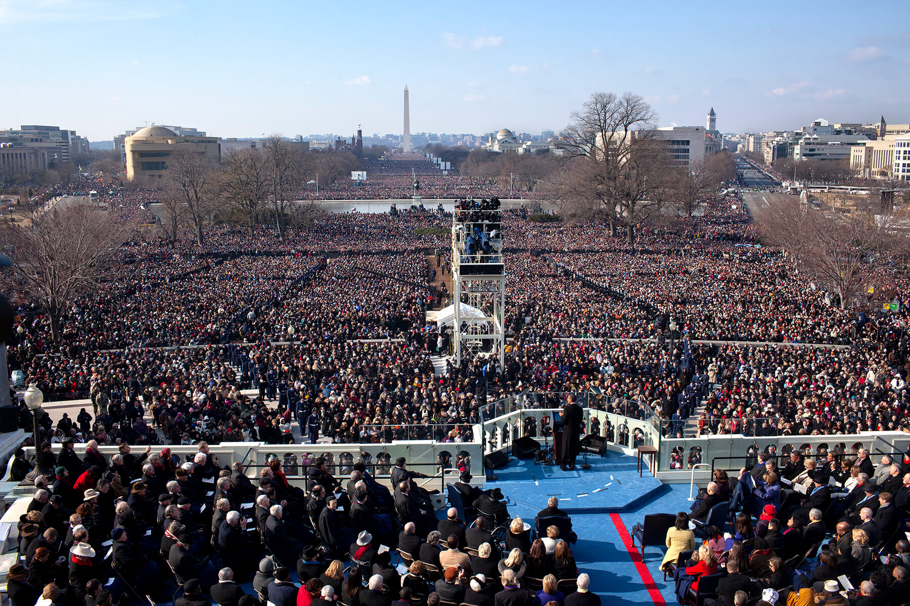 President Barack Obama delivers his inaugural address at the U.S. Capitol in Washington, D.C., January 20th, 2009. 