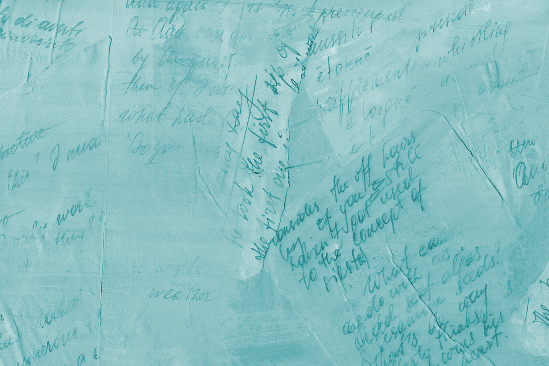 Sheets of paper with faded handwriting on them, with a blue tint over the whole image.