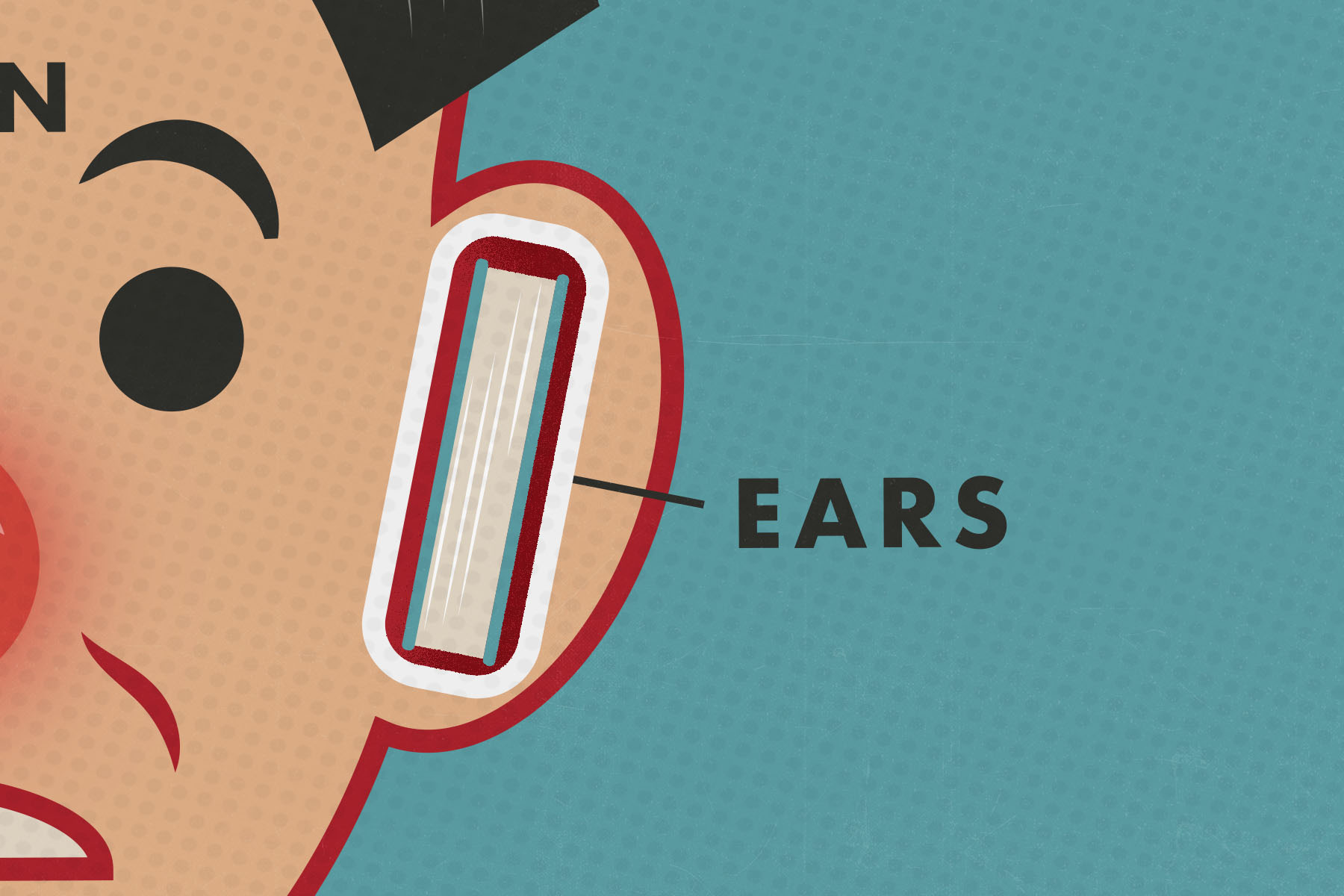 A boardgame-style illustration of ears
