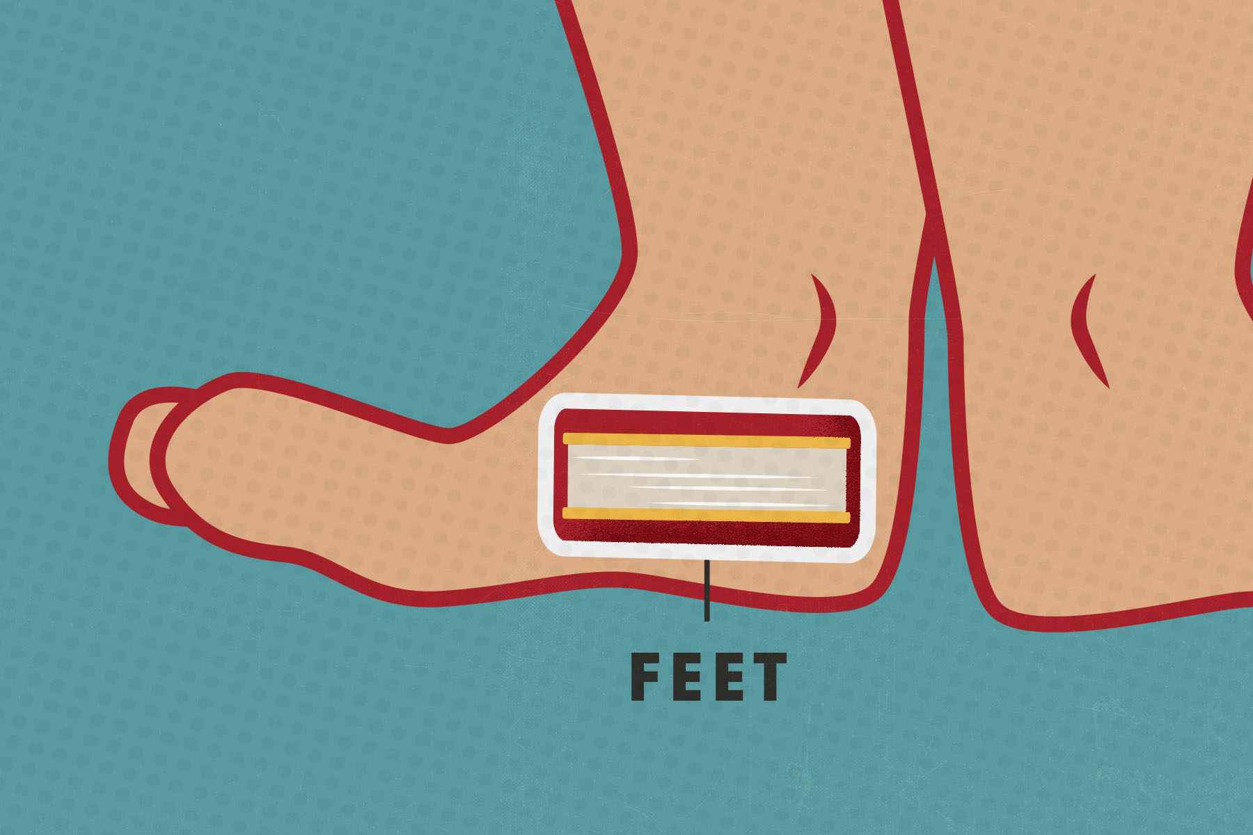 A boardgame-style illustration of a book in a foot
