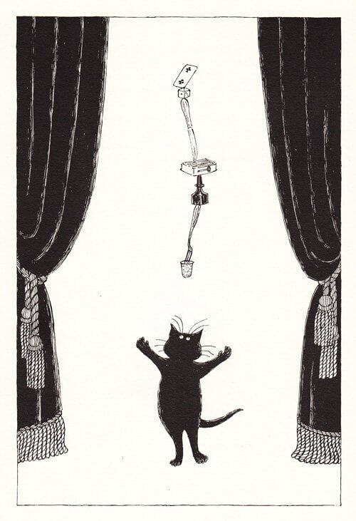An Edward Gorey illustration of the Magical Mr. Mistofelees from T.S. Eliot's Old Possum's Book of Practical Cats