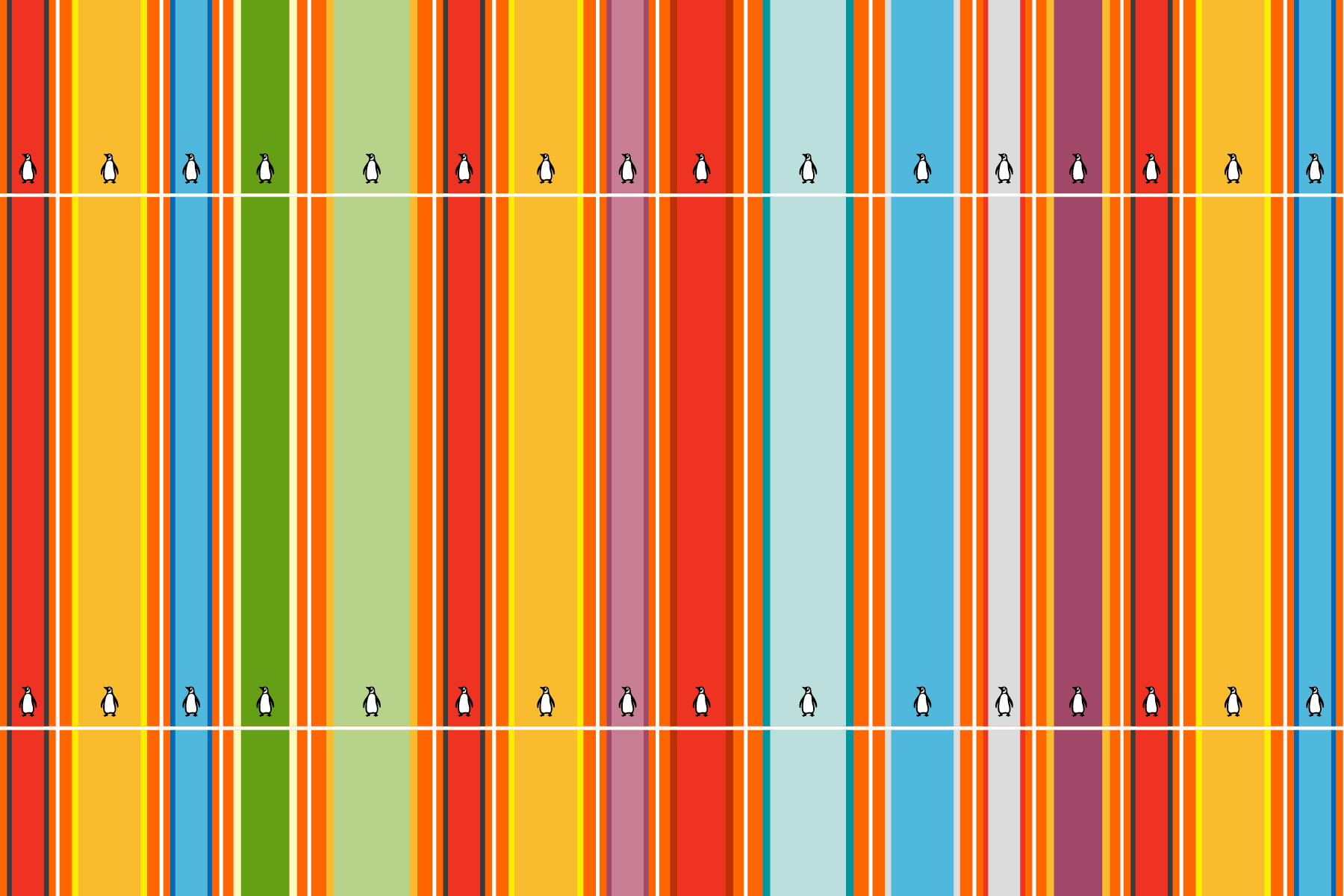 An illustration of several brightly coloured Penguin paperback spines lined up 