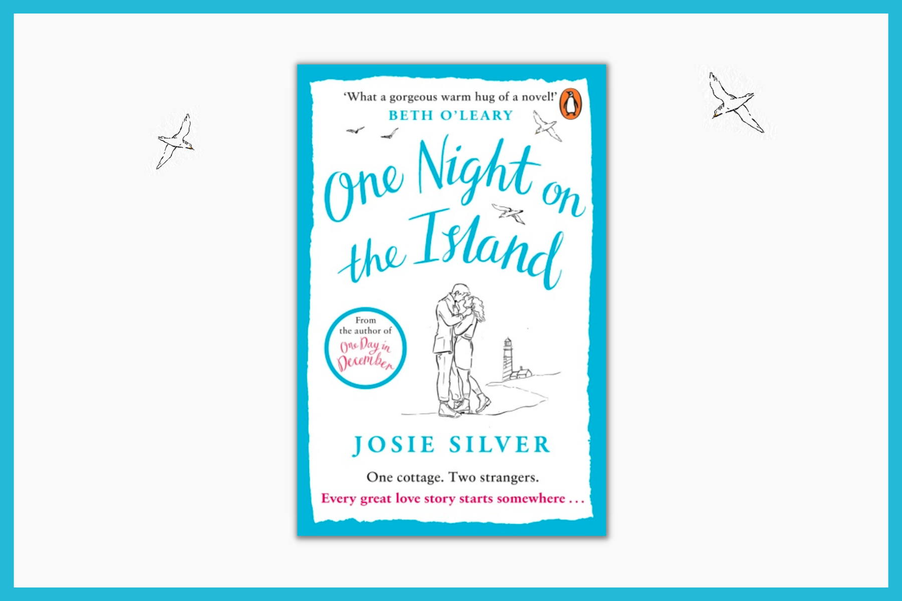 One Night on the Island by Josie Silver on a white background outlined with blue.
