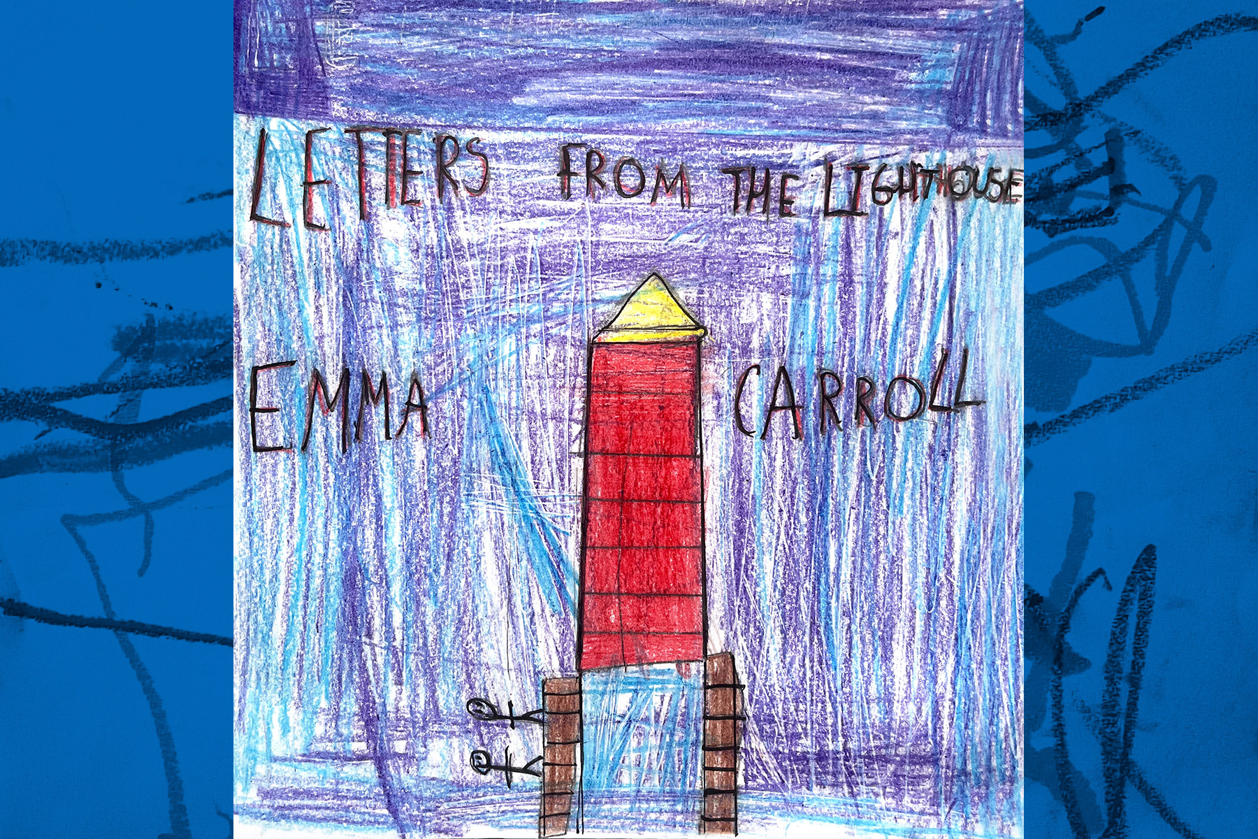 A child's drawing of the book cover of Letters from the Lighthouse