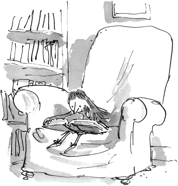 Matilda reading ( illustration by Quentin Blake)