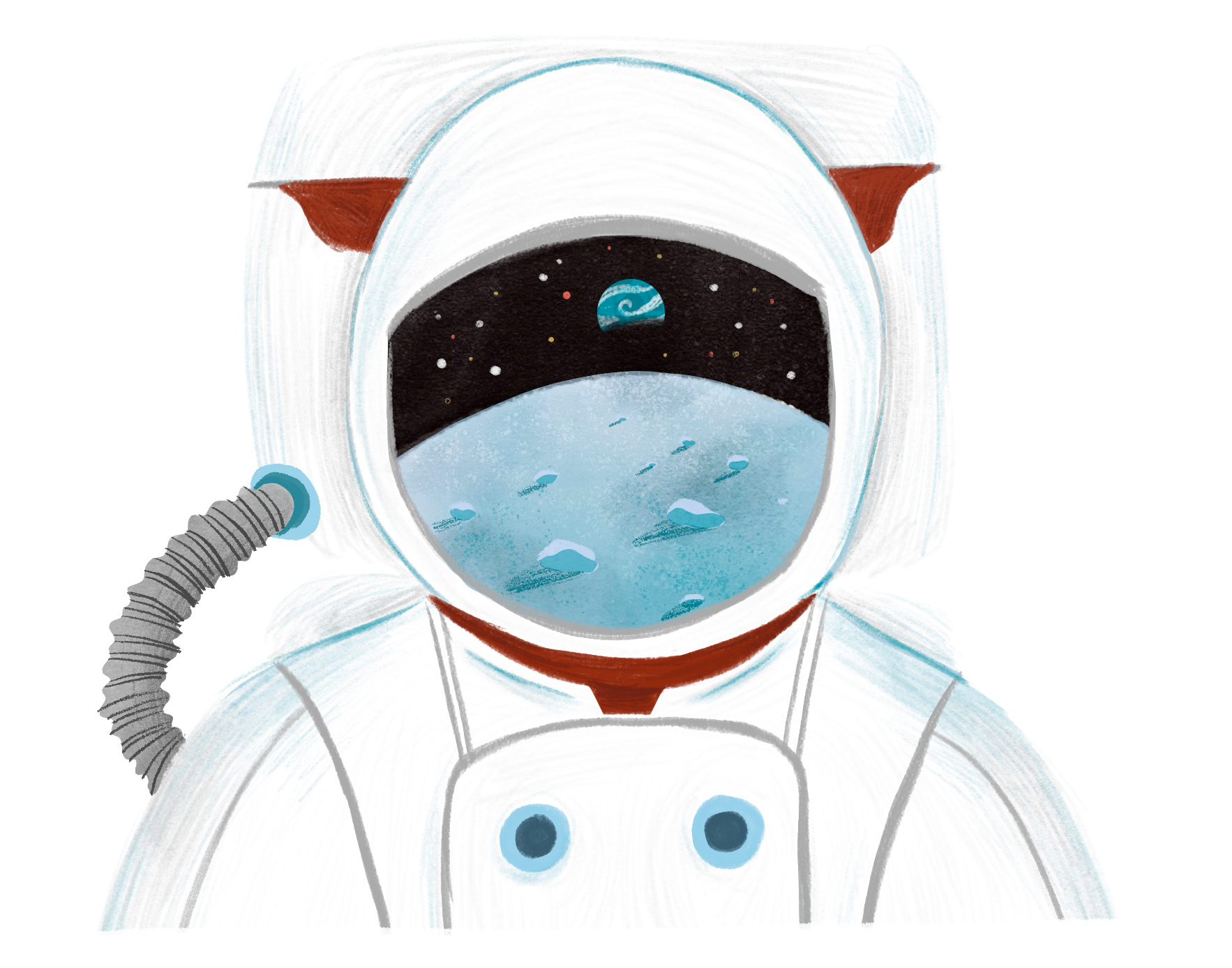 An illustration of astronaut Neil Armstrong in his space suit