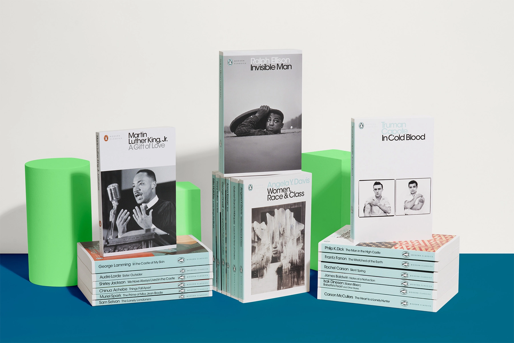Photo showing titles in the Penguin Modern Classics series, available on the Penguin Shop